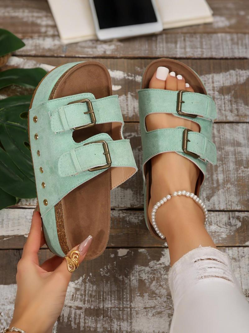Product Introduction of Women's Fashionable Rainbow Color Chunky Platform Sandals, Casual Comfortable Fashion Slides for Summer, Female All-match Round Toe Sandals for Daily Wear, Walking Shoes 3