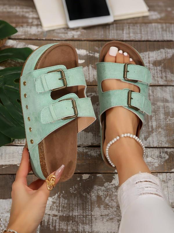 Women's Fashionable Rainbow Color Chunky Platform Sandals, Casual Comfortable Fashion Slides for Summer, Female All-match Round Toe Sandals for Daily Wear, Walking Shoes 2