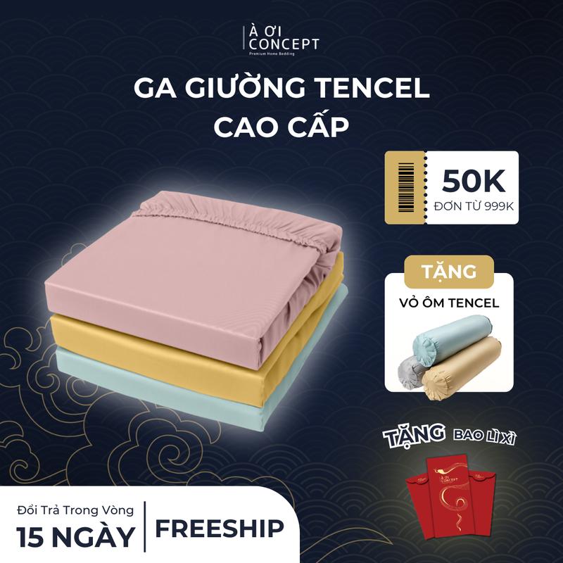 Ga Giường Ngủ Cotton Sateen lạnh Hàn Cao Cấp À Ơi Concept Mềm Mịn Thấm Hút Tốt Nhiều Màu Trơn Kích Thước 1m2 đến 2m2