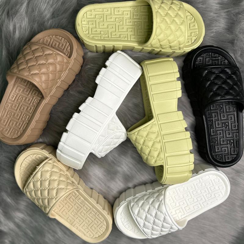  Dép đúc nữ  quay ngang cao 6 phân họa tiết hoa văn siêu êm chống trơn trượt chống thấm nước DéP Slipper 