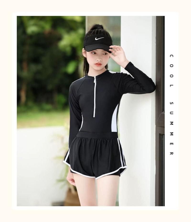 Product Introduction of Children's Swimsuit Girls' Swimsuit Middle and Older Children's New Junior High School Student Conservative Professional Training One-Piece Swimsuit 14