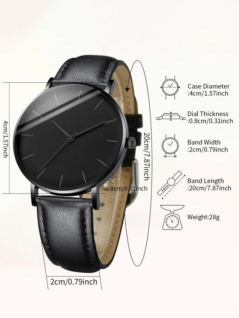 Product Introduction of Buckle Round Dial Analog Quartz Watch & Drawstring Beaded Bracelet Without Box, 2024 Fashion Trendy Style Wristwatch & Matching Bracelets Set for Men, Gift for Boys 0