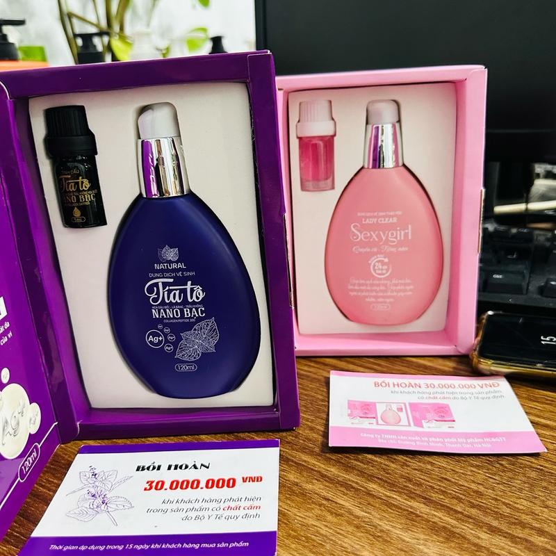 { ComBo 2 Set } 1 Set Dung Dịch Tím Tía Tô Bạc Tặng 1 Set Dung Dịch Girl Hồng Kèm 2 Chai Nước Hoa Mini