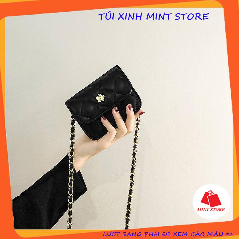 Túi xách nữ mini thêu đính hoa mã PK 414, Túi đeo chéo nữ, túi xách nữ mint store Bag Da Đeo Vai