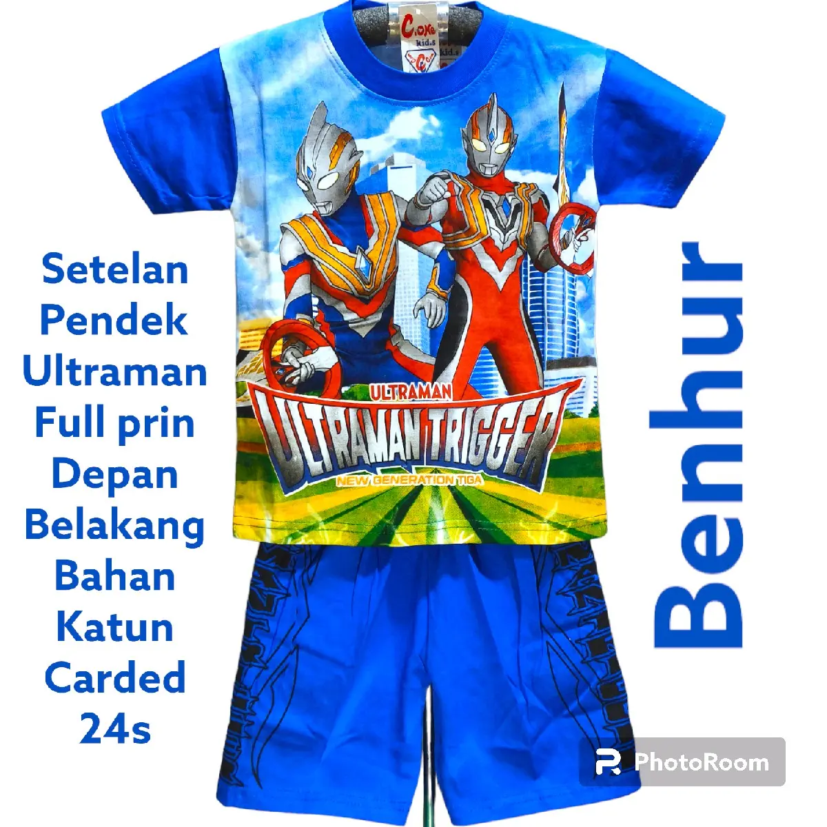 setelan pendek anak laki-laki ultraman full prin 2-9 tahun