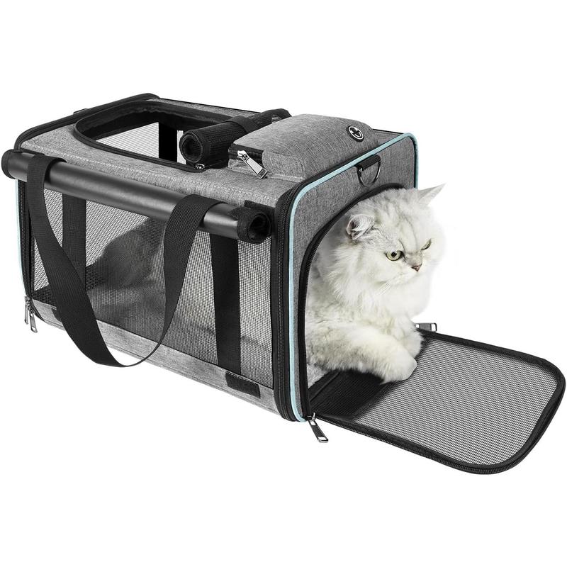 TikTok Shop Cat Carrier United Delta Airline Approved Soft Sided Pet Travel Bag for Medium Cat 15 lbs Small Dog Traveling Crate Under 15 Pounds TSA Approved Carrying Cage Underseat Cabin Gray