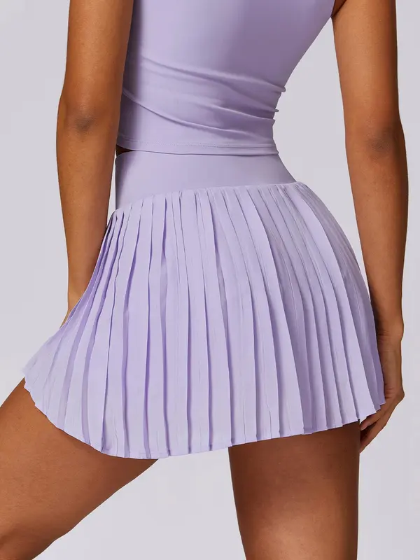 Women's 2 in 1 Pleated Pocket Sports Skort, Solid Color High Stretch Skirt for Tennis Gym Workout, Ladies Sportswear for All Seasons, Golf Attire, Activewear, Golf Attire 1