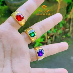 Cincin Batu Titanium Pria Kekinian Cincin Stainless Steel Cowok Anti Karat