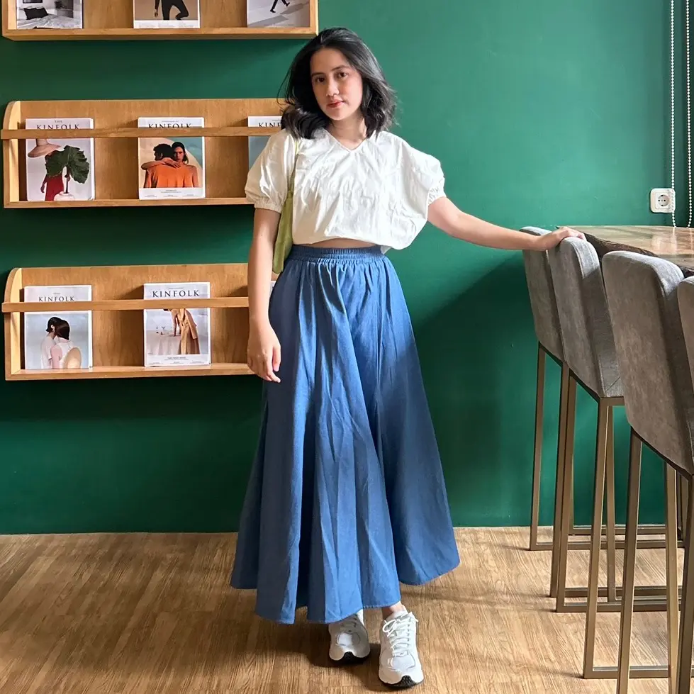Soft Denim Robin Skirt ByNeeth - Rok Denim - Rok Basic - Rok A Line - Rok Payung - Rok Korean style