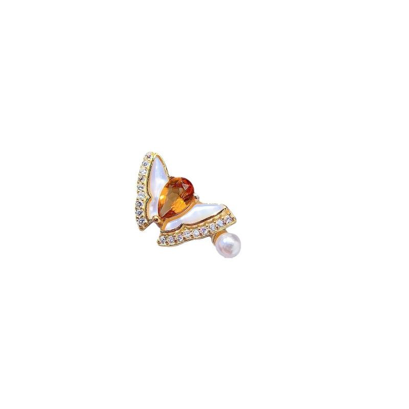Natural Gemstone - Birthstone - Promotion - S925 Silver Natural Citrine Fashion Fritillary Butterfly Drop 4 * 6mm Ring - (Wedding, Friend, Couple Gift) 5