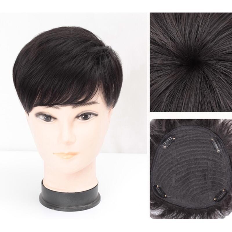 Product Introduction of High end men's wigs, real hair, fake to fake。Short Handsome Korean Style Wig Hairpiece Breathable Forehead Replacement Cover White Hair And Baldness 8