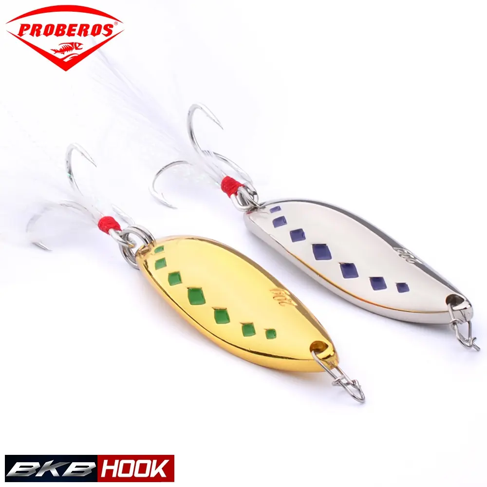 Proberos Jigging Lure Sinking Fishing Lure 5g-38g Fishing Bait 2#-10#  Treble Hook Spoon Metal Jig Fishing Accessories DW392