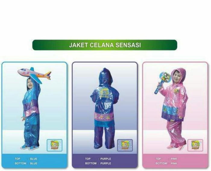 Gambar Jas Hujan Anak Setelan Jaket dan Celana Sensasi untuk anak 4 - 7 tahun dari Lulu Aquatic Kota Administrasi Jakarta Utara Tokopedia