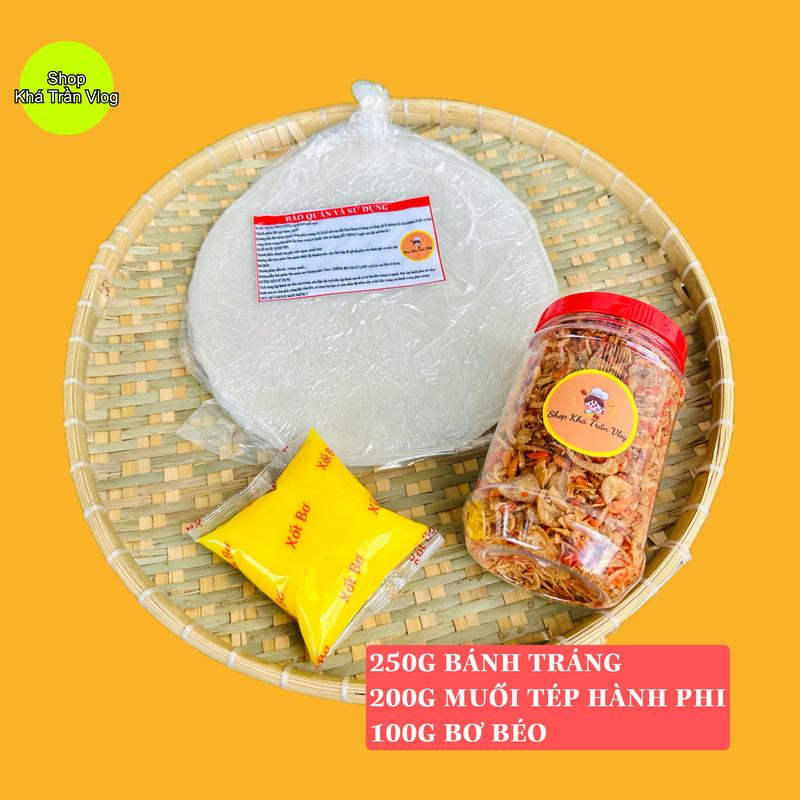  Combo Bánh Tráng Phơi Sương 250gr Muối Ruốt Hành Phi 200gr và 100gr Bơ Béo 