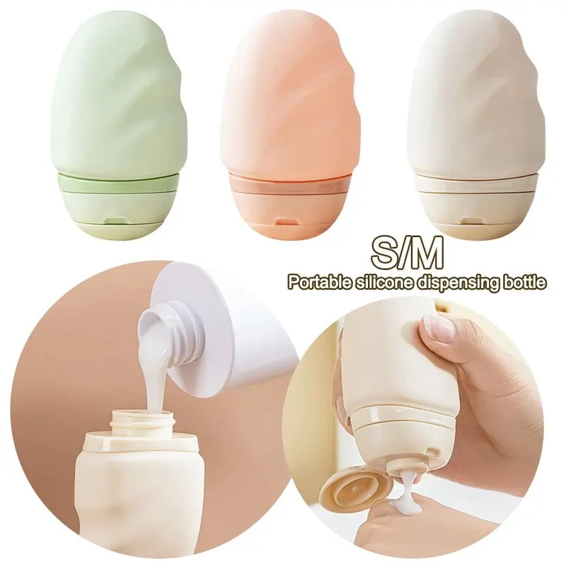Chai Lưu Trữ Cầm Tay Chai Xẻ Tà, Có Kích Thước 55ml Và 85ml, Nắp Đẩy Lên, Làm Bằng Silicon, Thích Hợp Đi Du Lịch, Chống Rò Rỉ, Chai Rỗng, Có Thể Nạp Lại 1