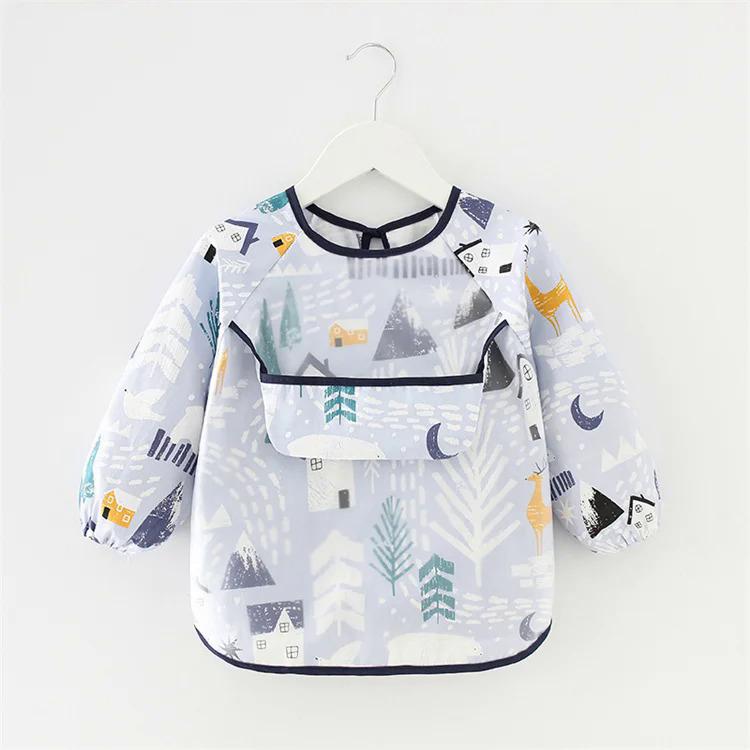 Product Introduction of Newborn Baby Bibs Blouse Waterproof Long-sleeved Reverse Dressing Infant Eating Clothes Apron Bib Protective Clothing 0-2Years 3