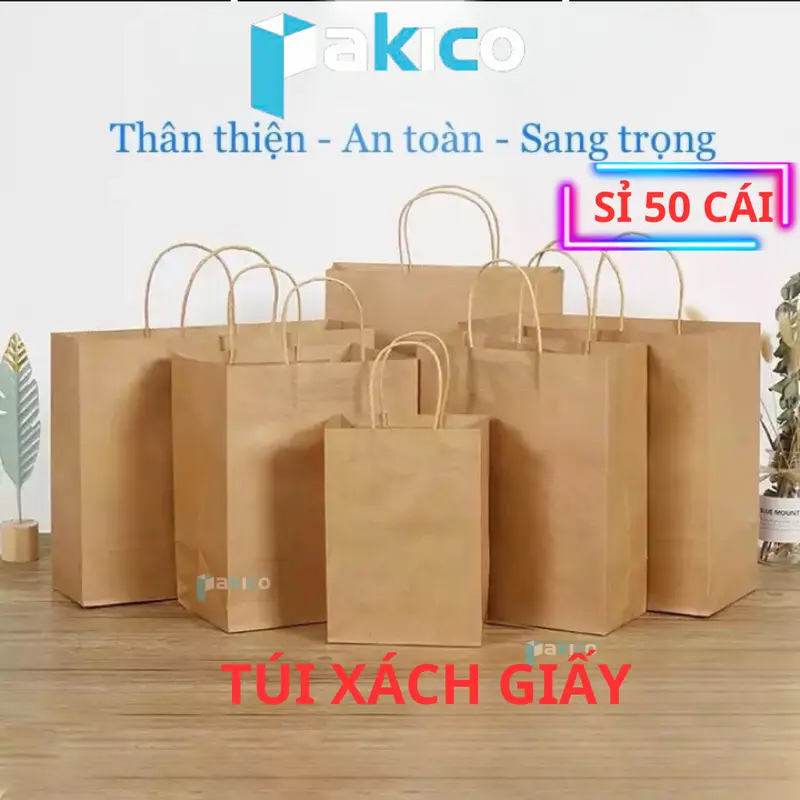 Túi Giấy Đựng Quà Tặng Mini/ Size To - Túi Giấy Kraft Đựng Quần Áo/Thực Phẩm  - Túi Giấy Xi Măng PAKICO 2