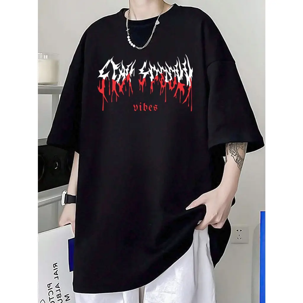 Áo thun tay lỡ VIBE form rộng nam nữ đẹp Menswear Cổ Tròn