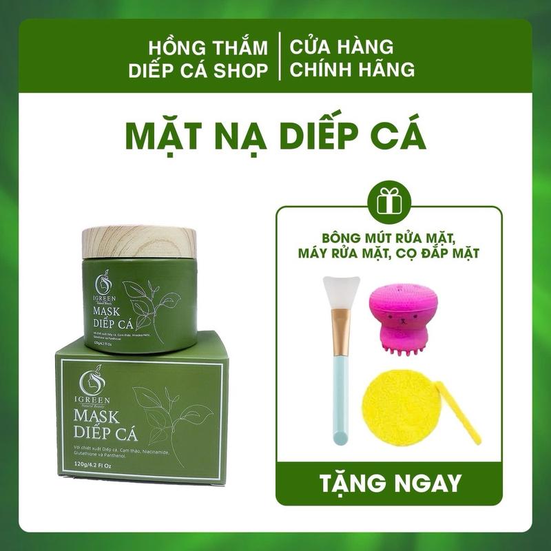[TẶNG CỌ BẠCH TUỘC+ BÔNG RỬA MẶT] - MẶT NẠ DIẾP CÁ TƯƠI IGREEN - HỖ TRỢ CẢI THIỆN DA MỤN, DA THÂM, GIÚP DA MỀM MỊN, SE KHÍT LỖ CHÂN LÔNG, TRẮNG SÁNG CHẮC KHOẺ Skincare Cosmetics Women Nữ 0