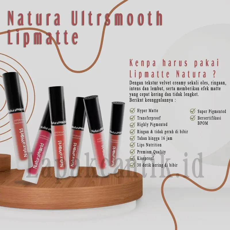 Natura Lipmatte Ultra Smooth Kemasan Baru | Lipmatte Tahan Lama | Lipmatte Anti air  Lipstik Creamy Bibir Kering Lasting 3