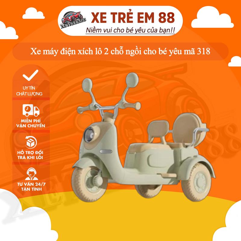 Xe máy điện xích lô 2 chỗ ngồi cho bé yêu mã 318 Đồ Chơi (Không có điều khiển)