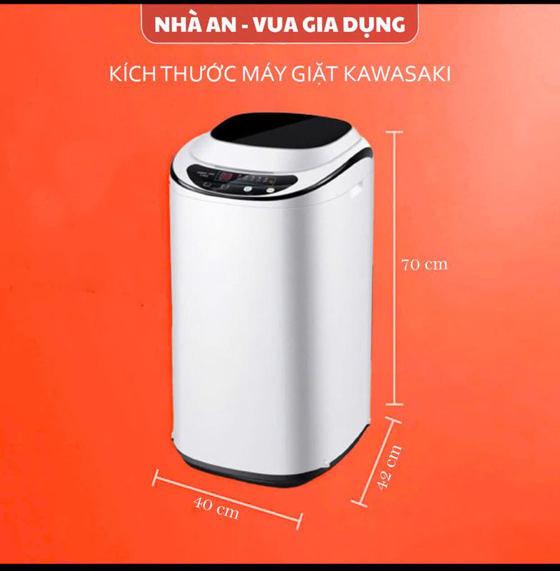 Máy giặt mini Kawasaki cửa đứng cao cấp, giặt, vắt, sấy khử khuẩn, khối lượng 17KG, kích thước 70x42x42, bảo hành 6 năm - Làm Sạch - inverter - tia UV máy giặt