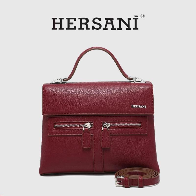 <T3>HS6036  Túi Xách Nữ HERSANI Thiết Kế Da Thật Sang Trọng, Thanh Lịch. Phong Cách Thời Trang Mới. Xách tay/ Đeo Vai. Màu Đỏ Vang Bag