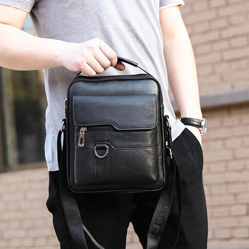 Product Introduction of Men's Messenger Bag Casual Vintage PU Leather Crossbody Handbag Adjustable Shoulder Strap Men's Briefcase Backpack 24