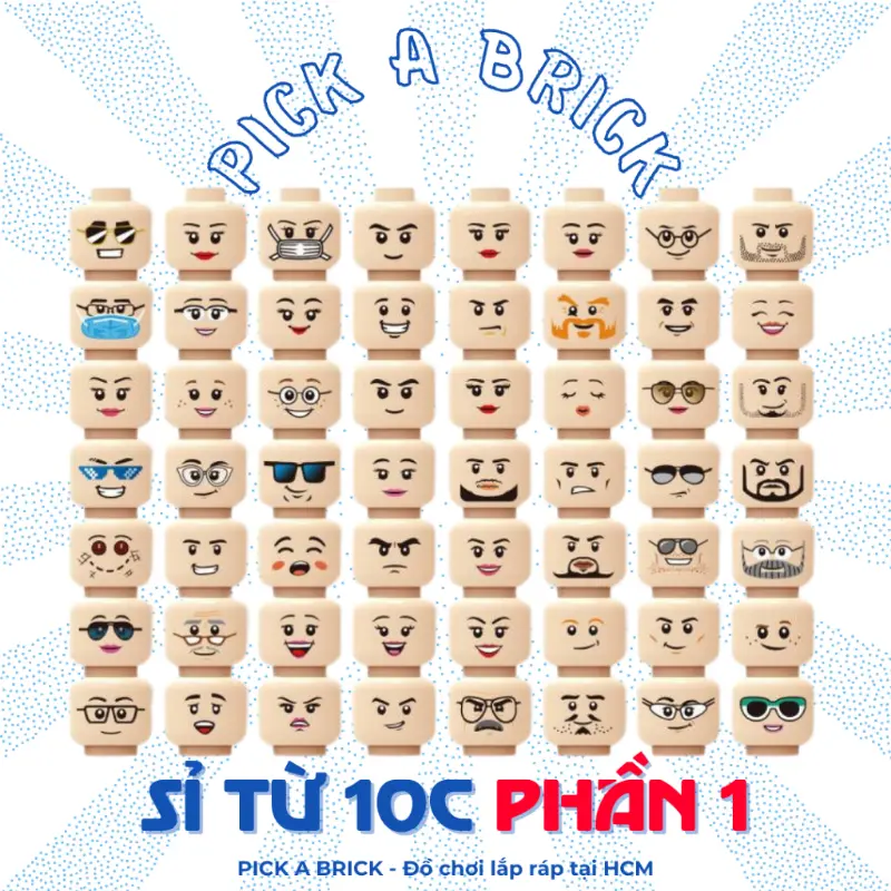 Đầu minifigure P1 - Đồ chơi lắp ráp xếp hình PAB gạch MOC Phụ kiện giá rẻ Mặt nhân vật biểu cảm face