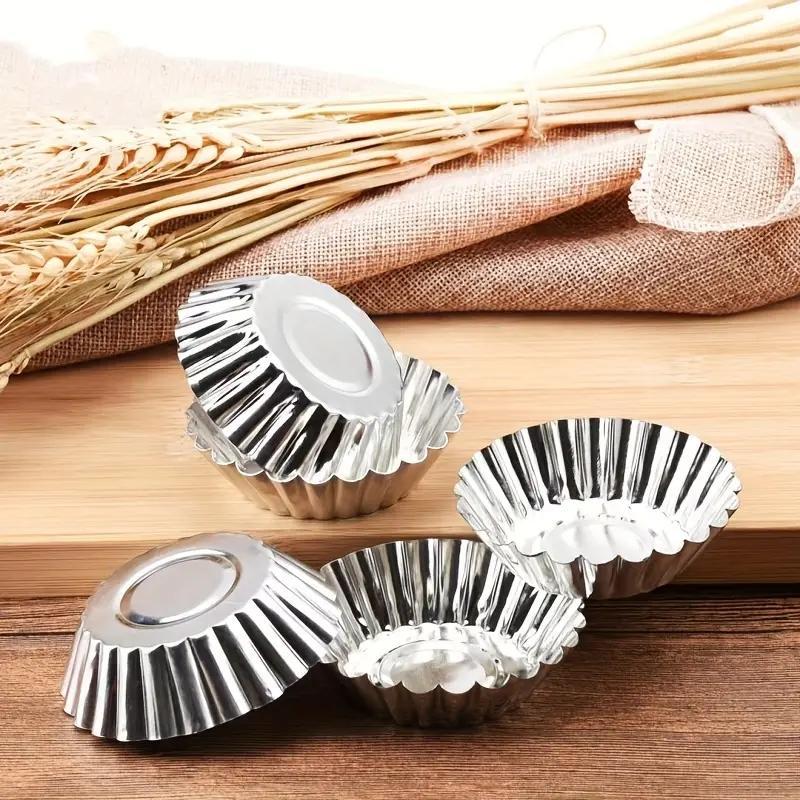 Reusable Stainless Steel Egg Tart Molds, 10pcs Cookie Pudding Jellies Pastry Molds, Baking Accessories for Home Kitchen Dessert Shop Picnic Baking House 7
