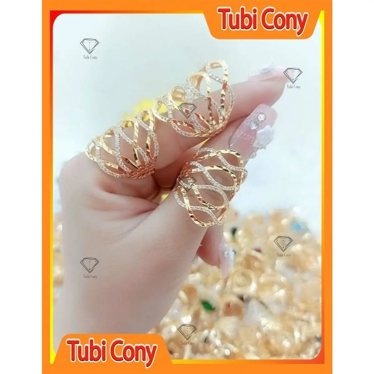 Nhẫn Nữ Mạ Vàng Kiểu XiMen Xoắn Thời Trang N1160-105 Tubi Cony
