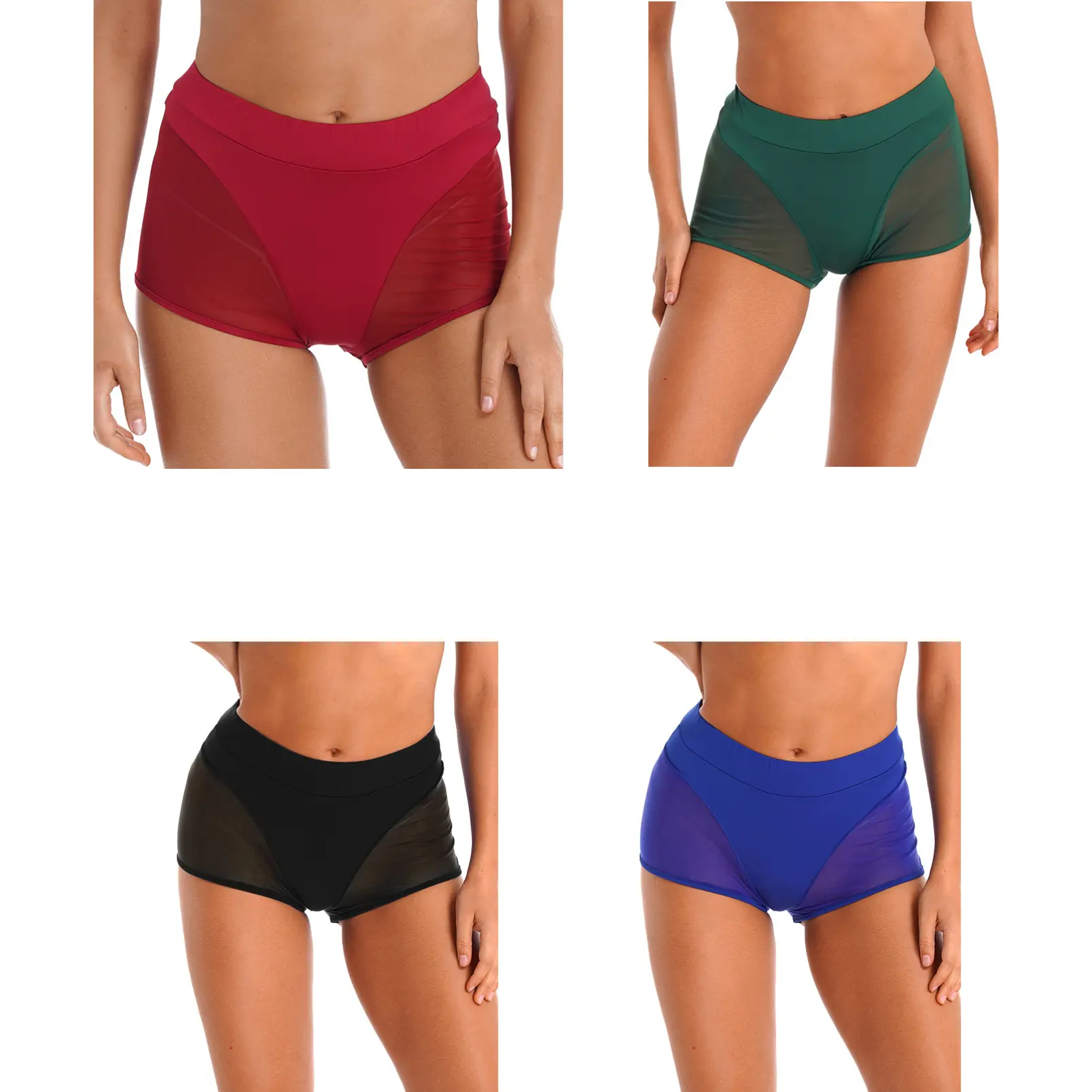 iixpin Womens Sexy Sheer Mesh Patchwork Gym Shorts High Waisted Booty Yoga Shorts Workout Running Shorts