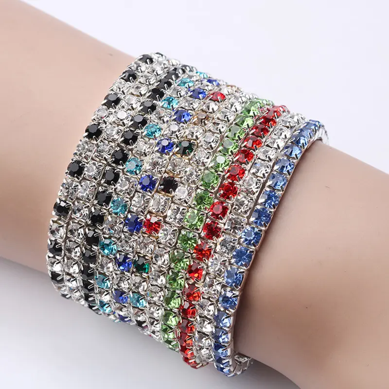 Vòng Tay Sang Trọng Một Hàng Cho Nữ, Vòng Tay Dát Kim Cương Giả Đầy Đủ, Vòng Tay Co Giãn, Trang Sức 2