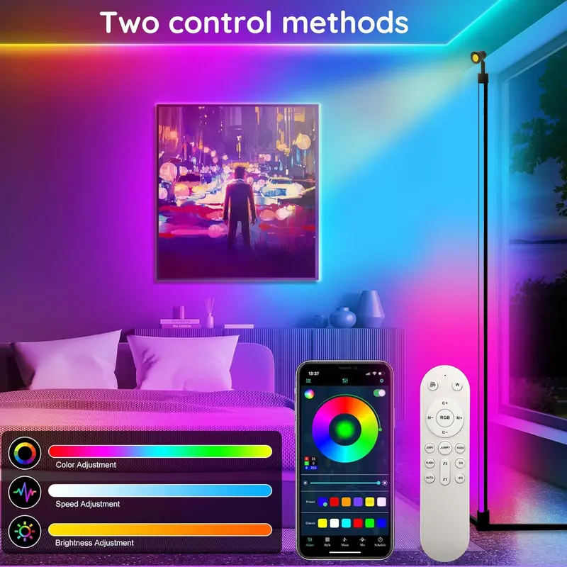 Smart RGBIC LED Corner Floor Lamp, USB Powered APP & Remote Control LED Ambient Night Light, Desk Lamp for Home Decoration, Live Decorative Light, Gaming Light 6