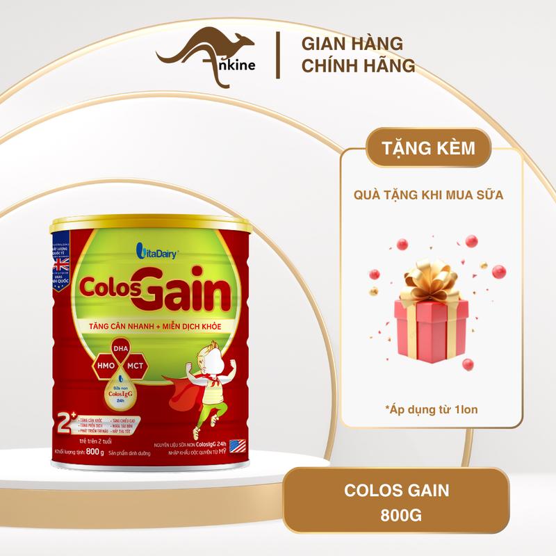 Vitdairy - Sữa bột dinh dưỡng bổ sung sữa non Colos Gain hộp 800g cho trẻ từ 2 tuổi.