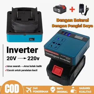 ✅Daya Tahan Baterai 90 Jam✅Baterai litium Inverter 21V ke 220V 100W - 3 USB Daya Multifungsi Pengisi Daya Cepat DIY Inverter ( Berlaku untuk kipas angin listrik, lampu LED, bor listrik, wrench listrik, Pengisian daya ponsel )