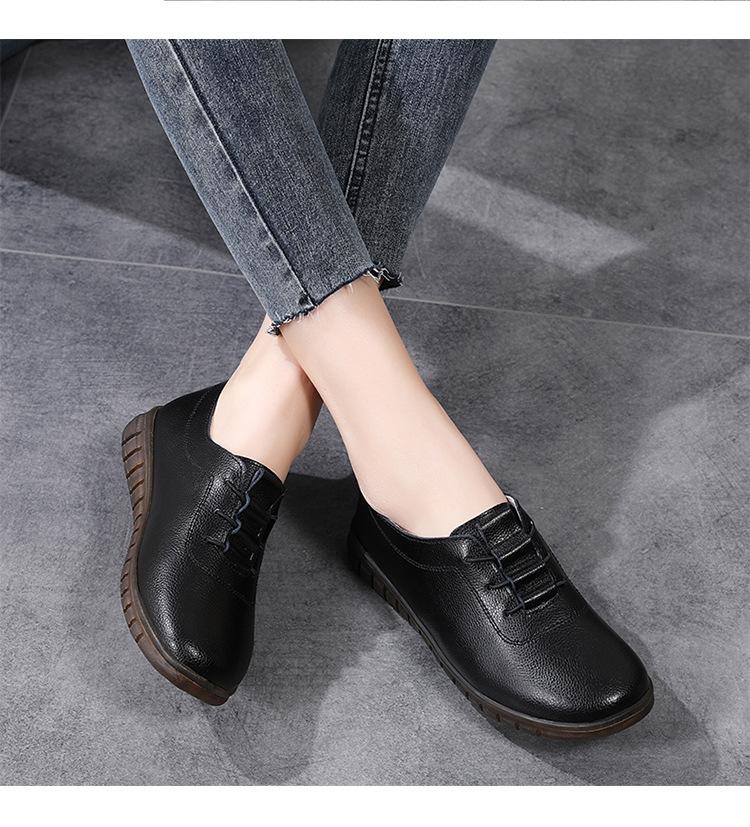 Product Introduction of Spring New Large Size Women's Genuine Leather Shoes Casual Flat Shoes Women's Middle-Aged and Elderly Soft Bottom Mom Shoes Small Leather Shoes Wholesale 13