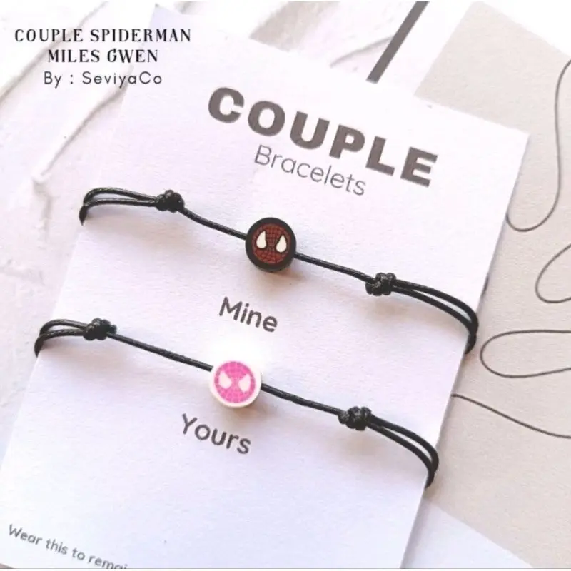 TERMURAH!! Gelang Couple Spiderman miles morales&gween stacy tali korea 5