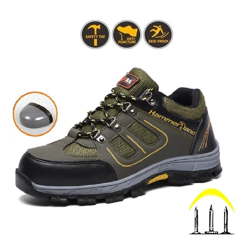 Giày Bảo Hộ Nam BH01 Mũi,Đế Thép Giày Nam Công Trình Leo Núi Tăng Ma Sát- Chống Đinh