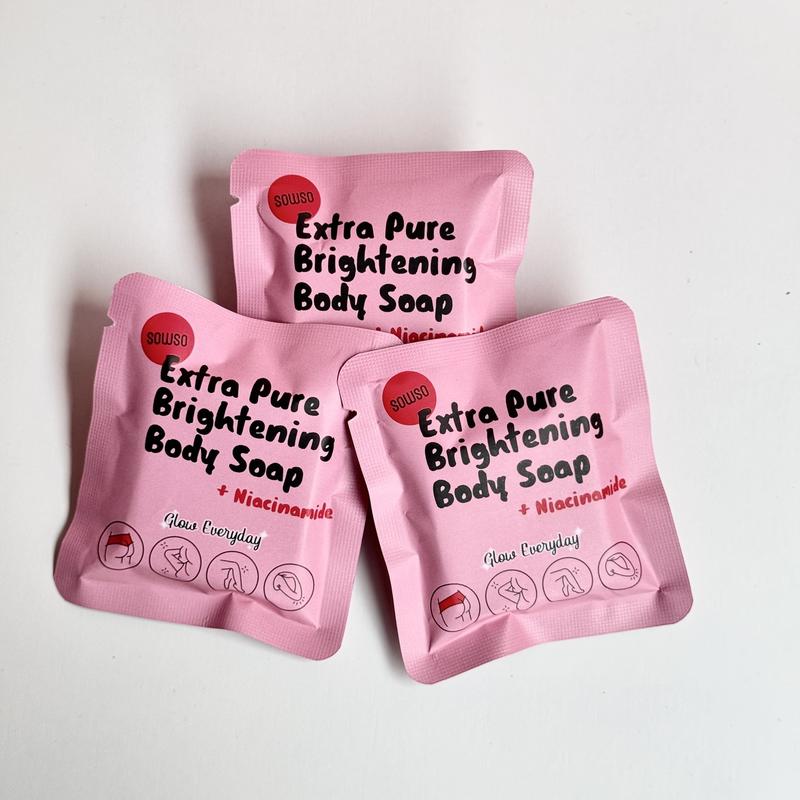 Sowso Extra Pure Brightening Body Soap with niacinamide sabun mandi pemutih pencerah kulit 6