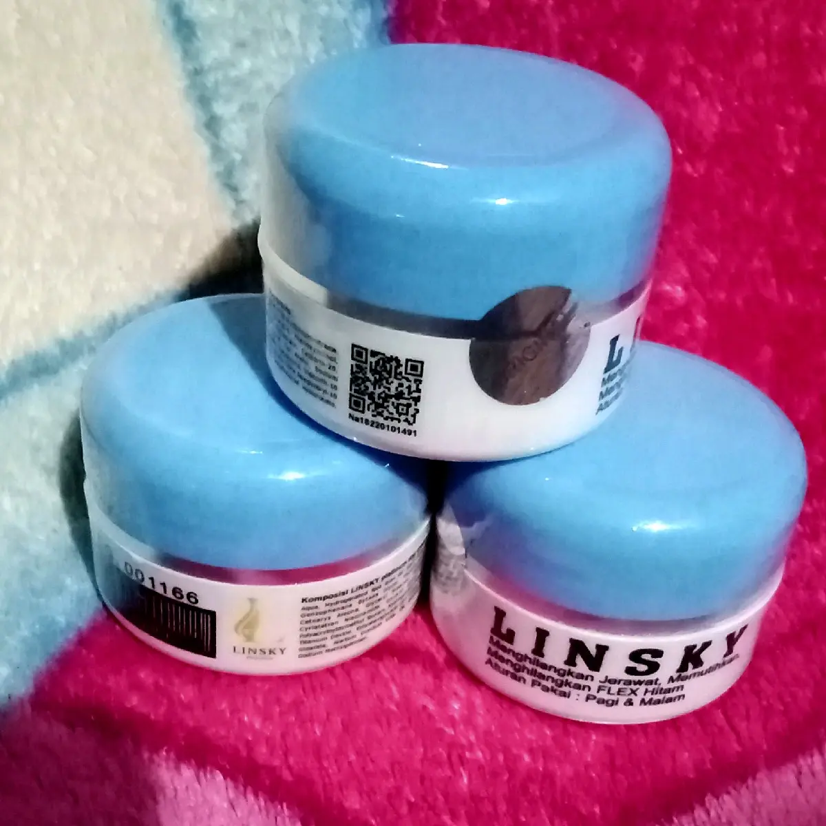 LINSKY VERSI LOGO LINSKY BAWAH POT CREAM SIANG DAN MALAM 3 PCS LEBIH HEMAT