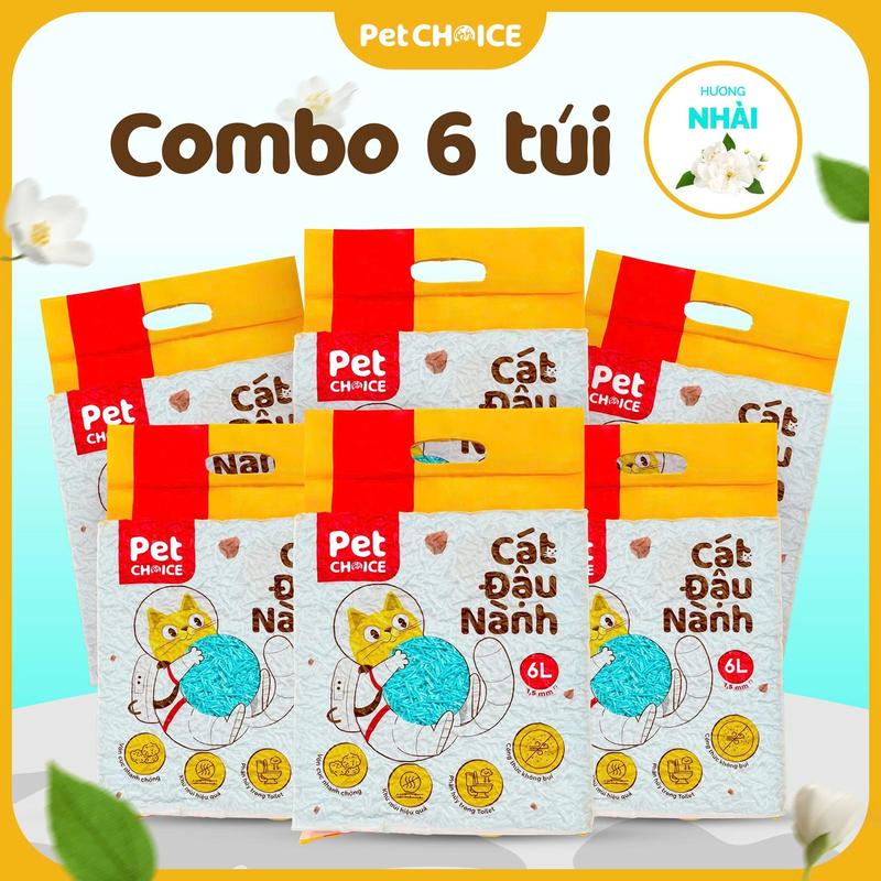 Combo 6 túi cát đậu nành PetChoice cát vệ sinh cho mèo quốc dân 6L 2KG an toàn lành tính