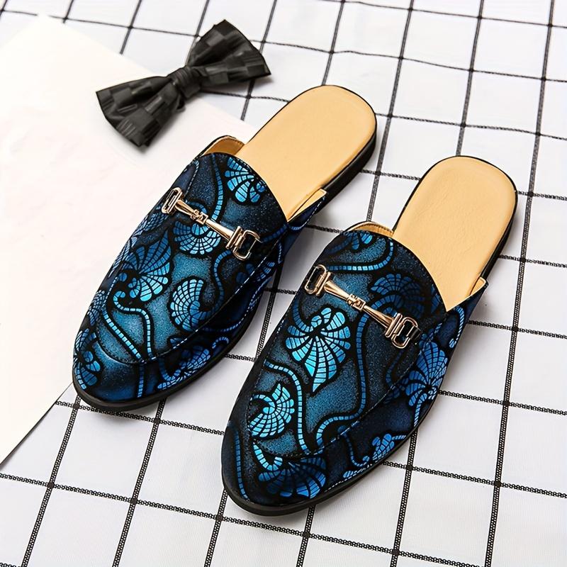 Men'S Casual Outdoor Trendy Slip-On Loafers with Colorful Pattern, Pointed Toe, All-Season, Spring/Summer/Fall/Winter, Daily & Casual, Party, Street Wear, Golden Accents, Faux Upper & Inner, Rubber Sole, Faux Insole 6