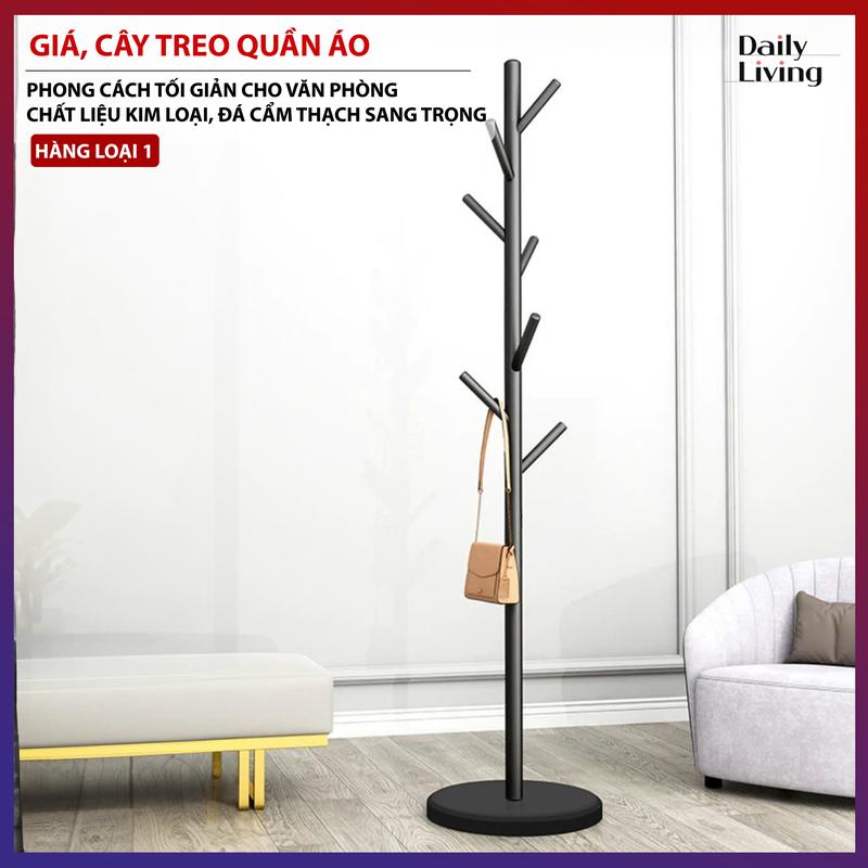 Cây Treo Quần Áo Daily Living 7 Móc Kim Loại Chân Đế Tròn Bằng Đá Chắc Chắn Decor Phòng Sang Trọng