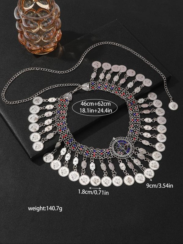Women's Boho Style Ethnic Pattern Chain Belt, Vintage Trendy Waist Belt, Fashionable Clothes Accessories for Women & Girls 1