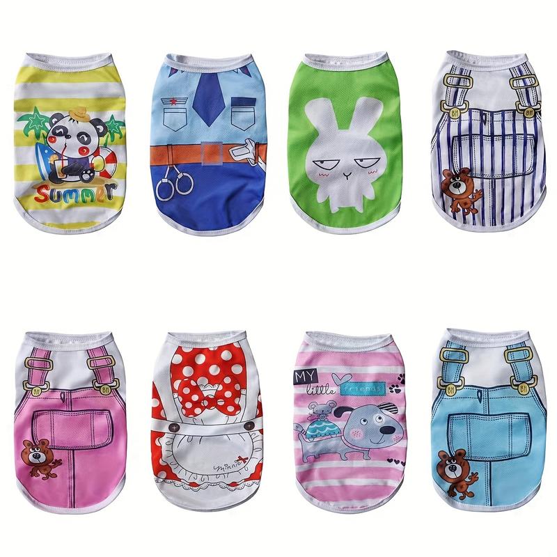 Pet Dogs and Cats Spring and Summer Thin Mesh Cartoon Printed Vests for Small and Medium-sized Dogs Breathable Clothes 0