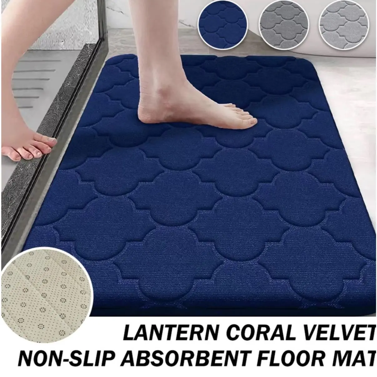 Permaidani Bilik Mandi Buih Memori, 50x80cm, Anti-gelincir, Sangat Lembut, Tikar Lantai, Tidak Licin, Menyerap Air, Boleh Basuh Mesin