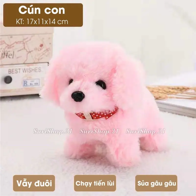 Đồ chơi chú chó bông dùng pin biết đi, vẫy đuôi, sủa gâu gâu rất đáng yêu 3