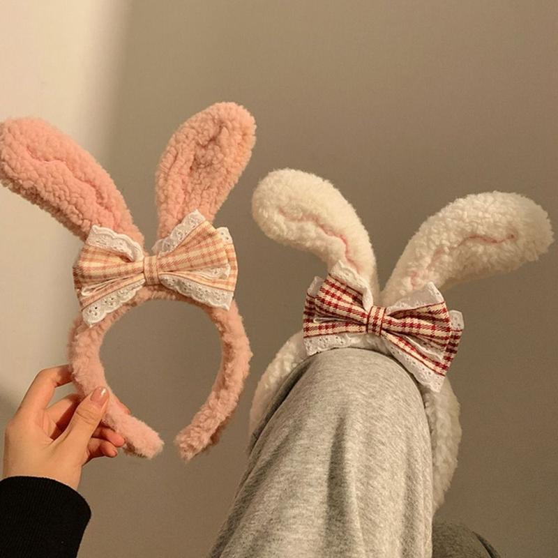 Băng Đô Thỏ, CHANBAEK, Có Tai Thỏ, Thiết Kế Thỏ, Thắt Nơ Hoạt Hình, Thích Hợp Cho Mùa Thu Và Mùa Đông, Đơn Giản, Băng Đô Cài Tóc Mặt, Băng Đô Thỏ, Băng Đô Nhồi Bông, Dây Buộc Tóc Nữ, Với Thiết Kế Thắt Nơ 5