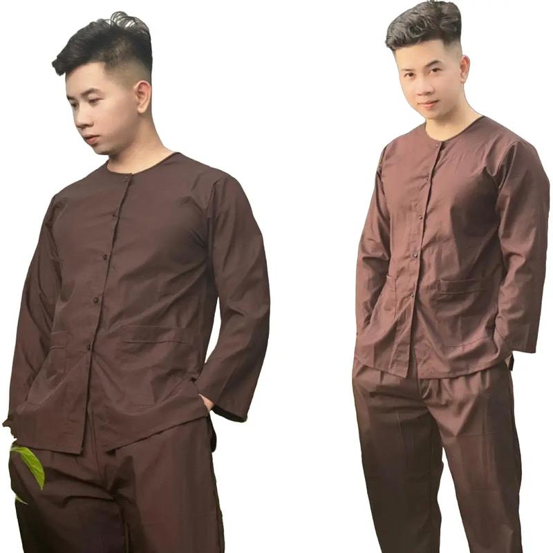 Dodichuagiasi Đồ Lam Đi Chùa Mẫu Bà Ba Vải Kate Dành Cho Nam Truyền Thống Áo Menswear Sơ Mi Quần Âu Size Bigsize Chất Lượng Vải Loại 1
